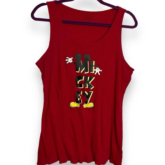 Disney Mickey Mouse Graphic Print Tank Top Womens XL Red Casual Loungewear Sleep - Picture 1 of 9
